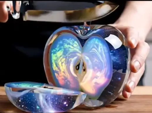 AI cutting glass apple